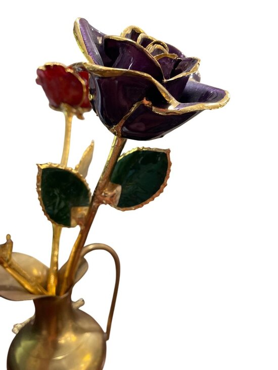Vtg Brass Pitcher - Etsy Enesco Solid brass vtg India pitcher with 3 enamel roses collectible SKU 9985